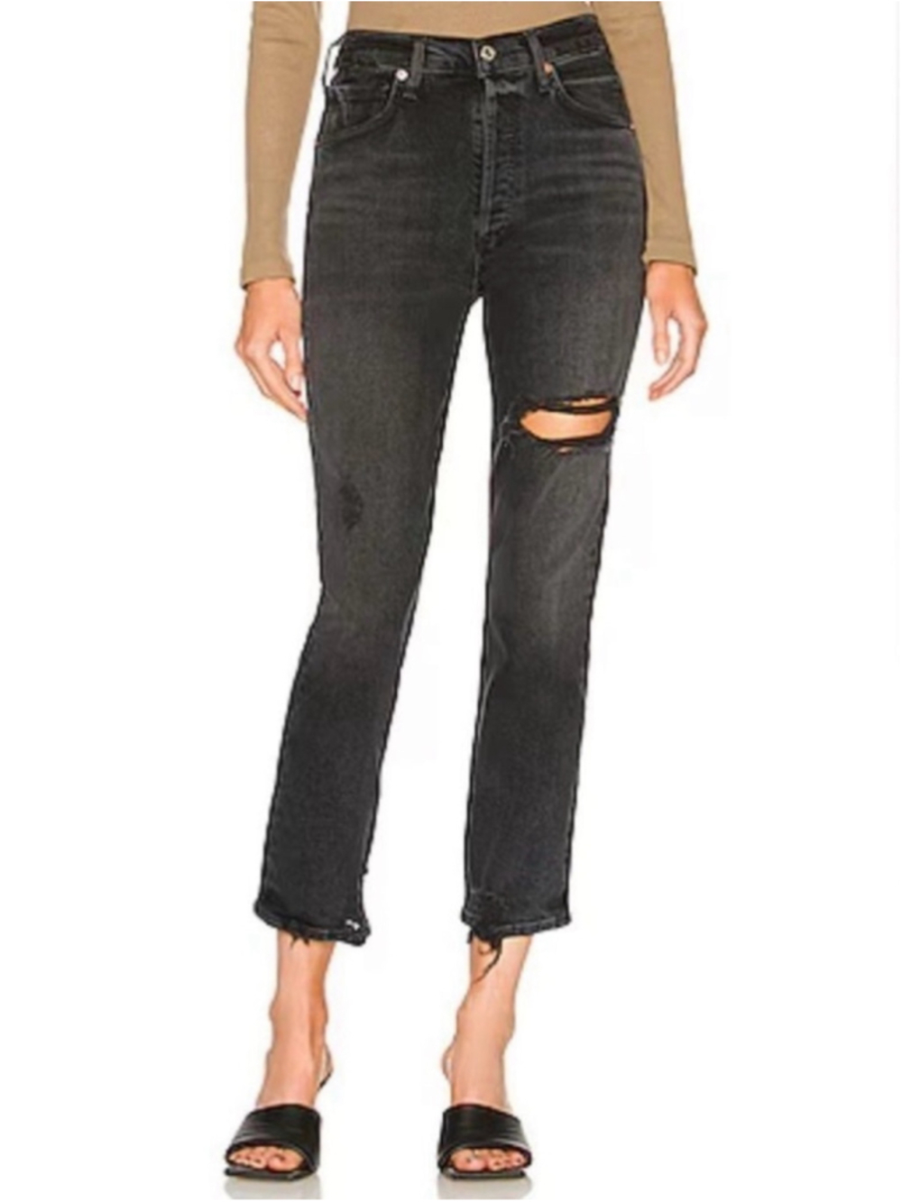 Citizens of Humanity Jolene black jeans Womens 26in distressed organic cotton